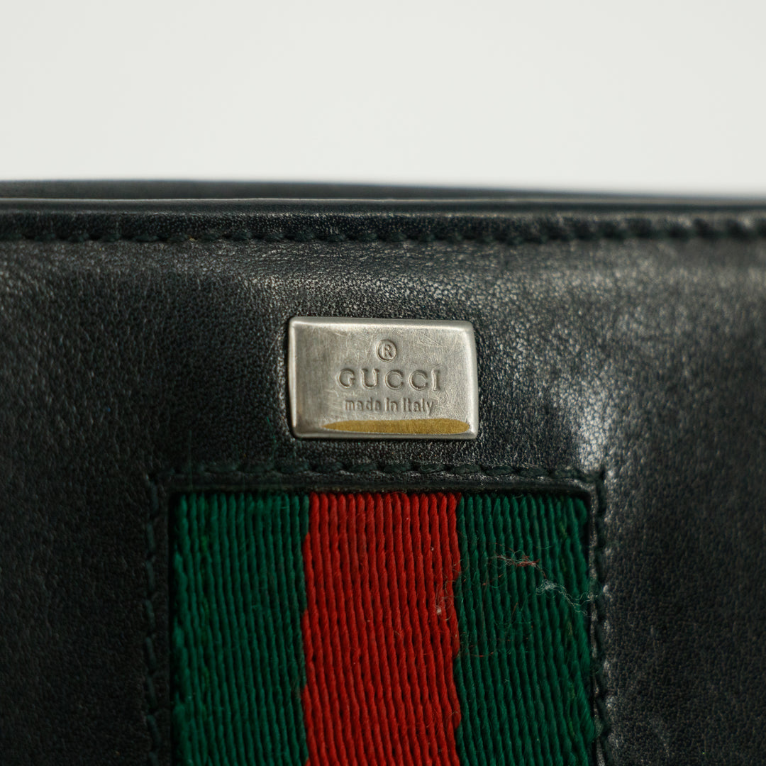 Gucci Sherry Web Black Leather Bifold Wallet #5301