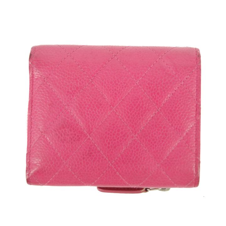 Chanel Caviar Calfshin Leather Pink Trifold Wallet #5342