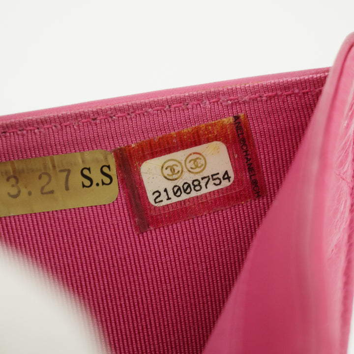 Chanel Caviar Calfshin Leather Pink Trifold Wallet #5342