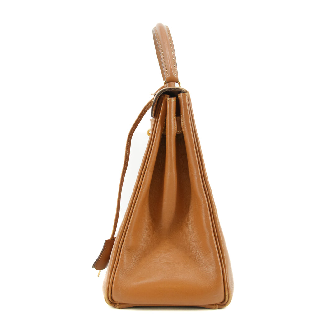 Hermes Kelly 32 Boxcalf Brown Handbag Year 1986 #5775