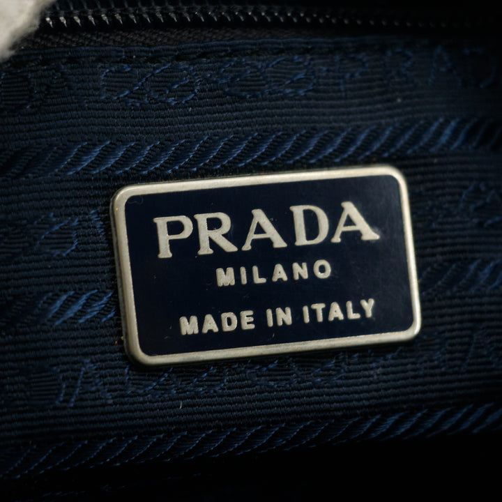 Prada Nylon Tessuto Black Beaded Handle Bag #5807
