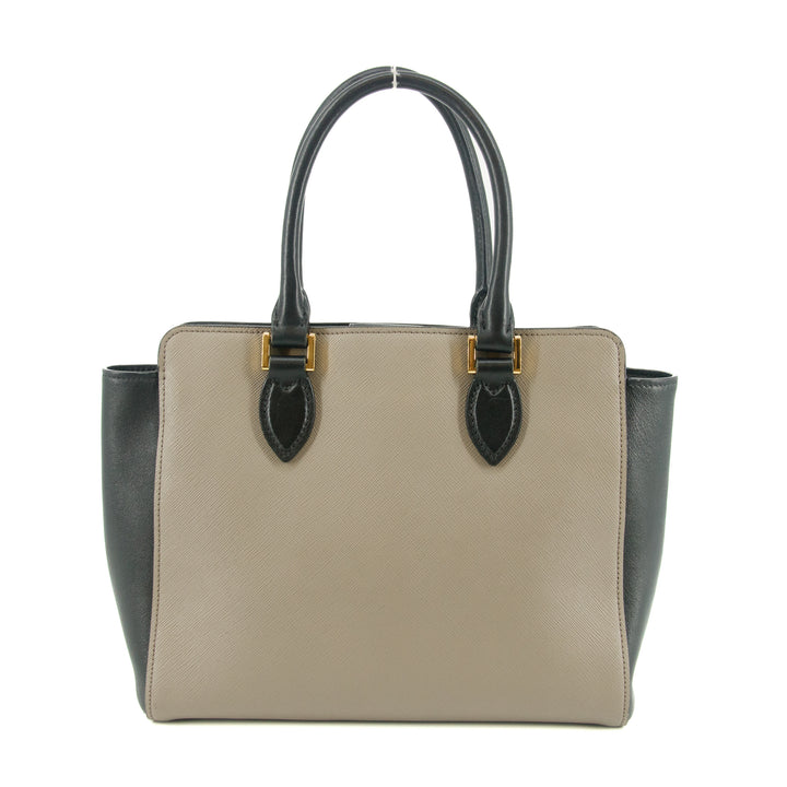 Prada Saffiano Leather Grey/Black Top Handle Tote #5808
