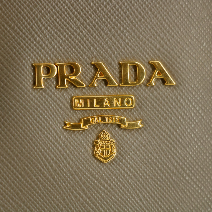 Prada Saffiano Leather Grey/Black Top Handle Tote #5808