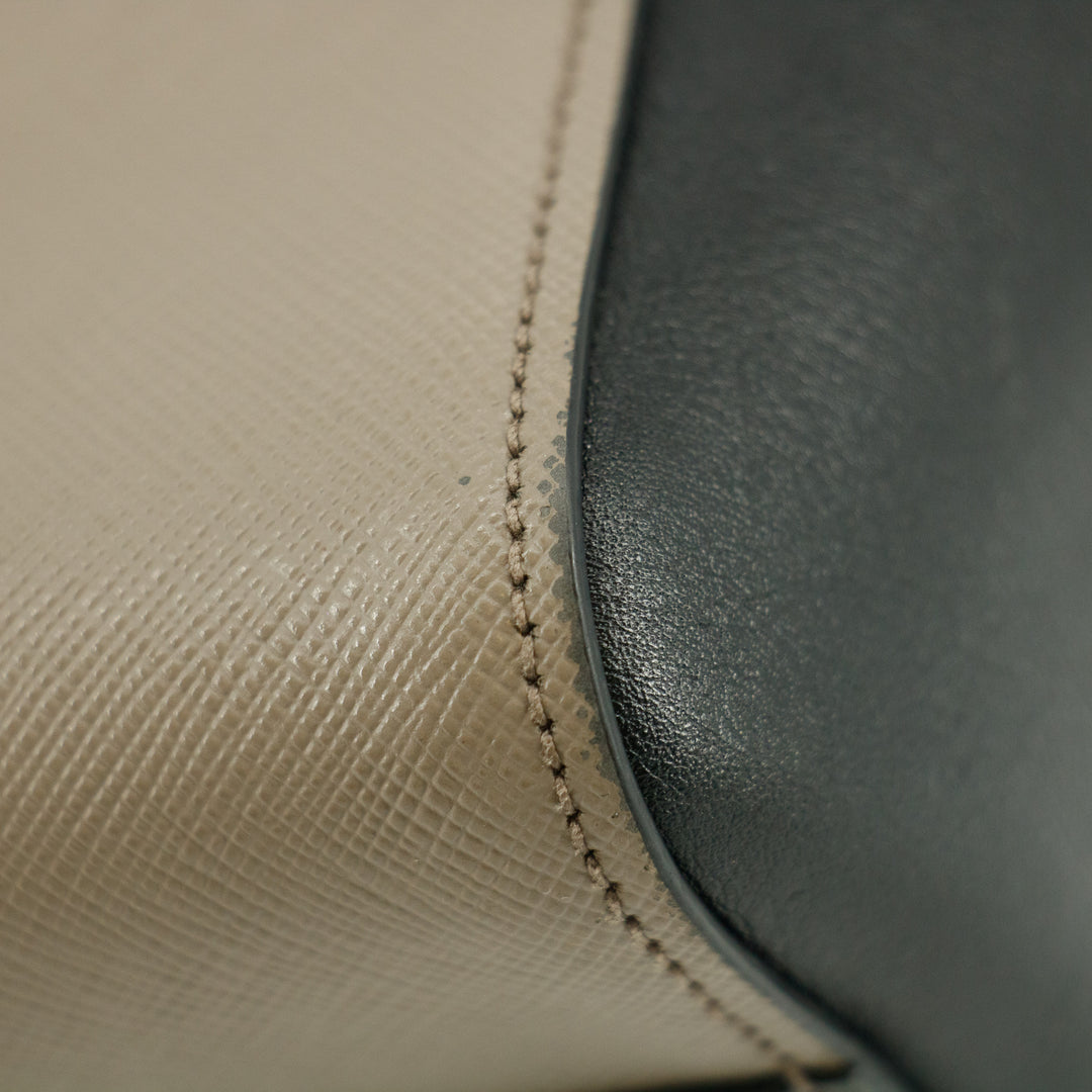 Prada Saffiano Leather Grey/Black Top Handle Tote #5808
