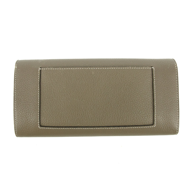 Celine Long Flap Calfskin Leather Grey Wallet #5874