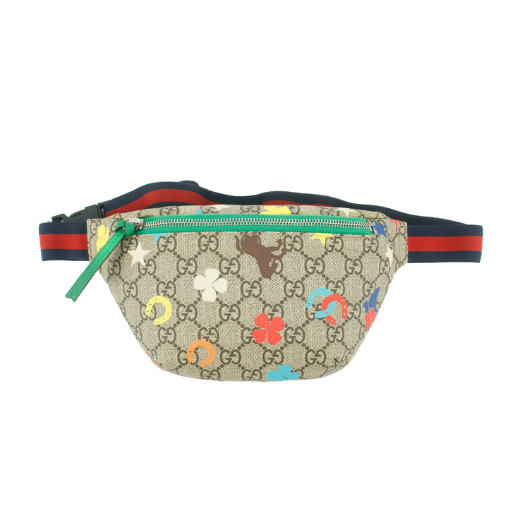 Gucci Brown GG Supreme Sherry Line PVC Kids Waist Bag #7687