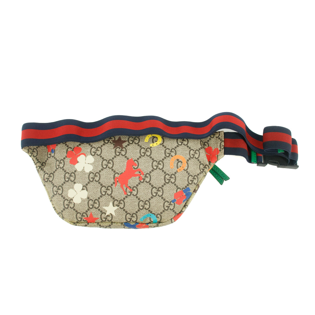 Gucci Brown GG Supreme Sherry Line PVC Kids Waist Bag #7687