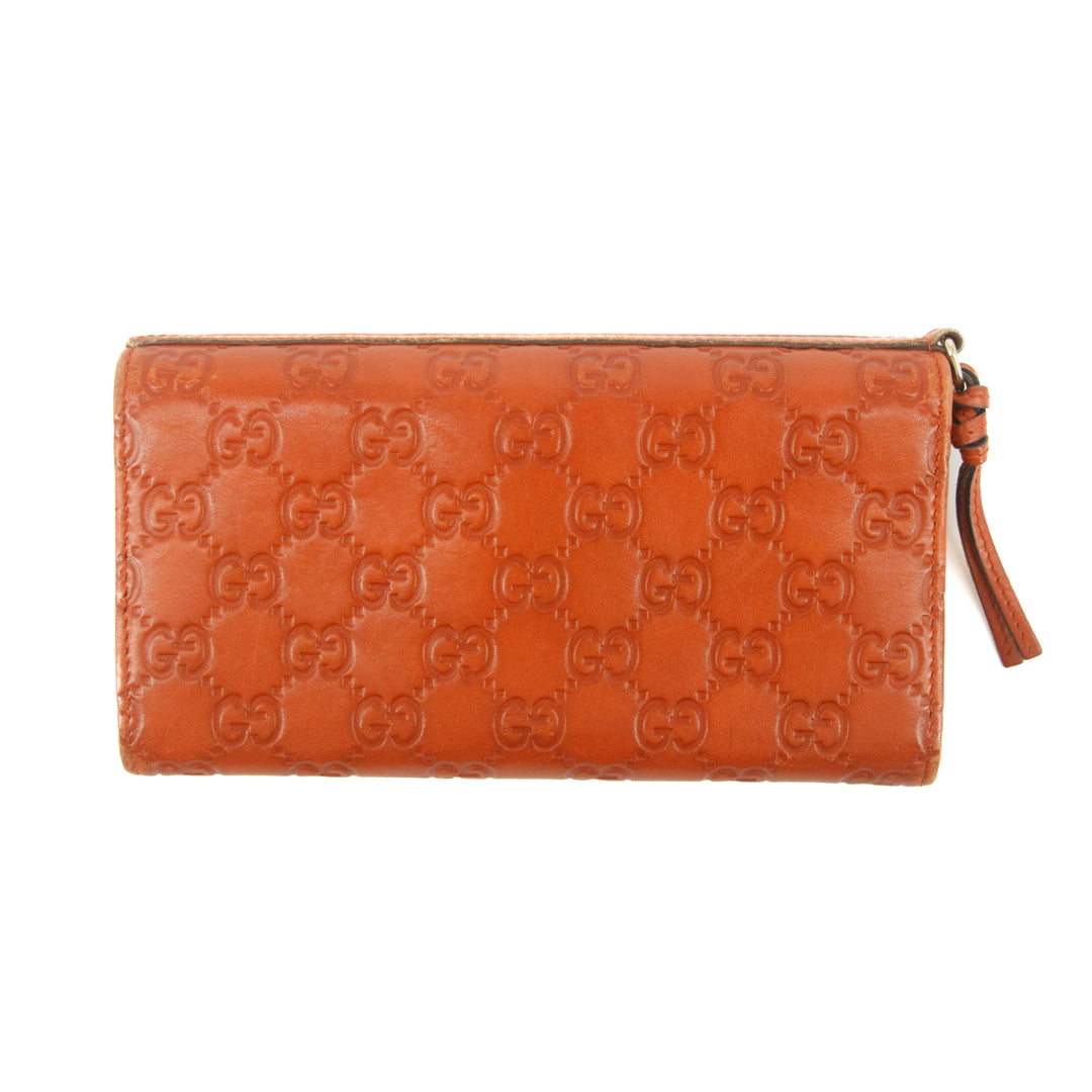 Gucci Orange Micro Guccisima Interlocking G Leather Long Wallet #7699