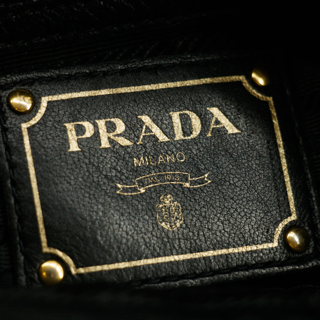 Prada Black Tessuto Nylon x Leather Shoulder Bag #7704
