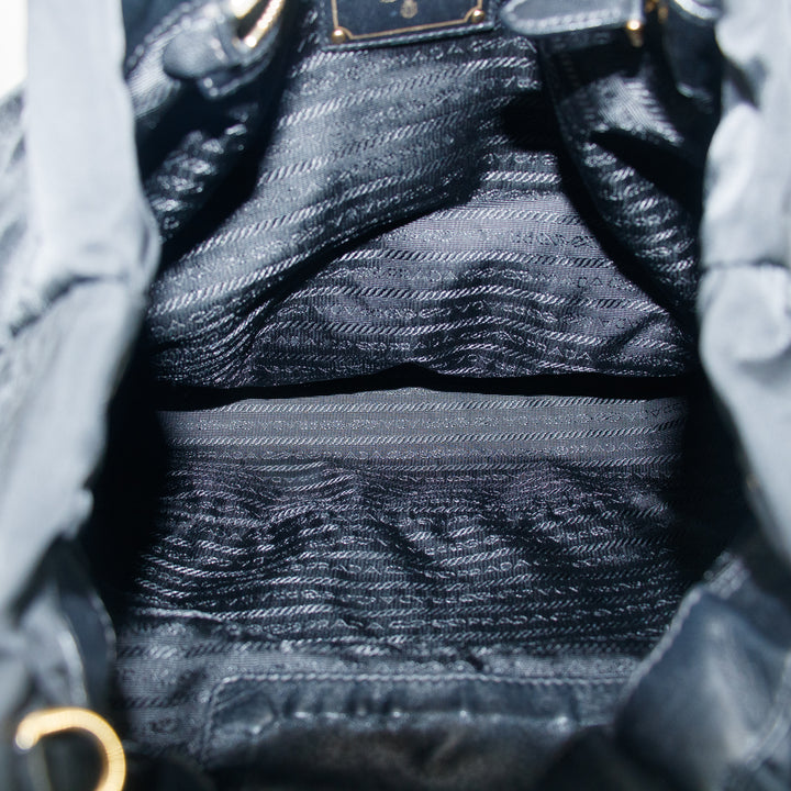 Prada Black Tessuto Nylon x Leather Shoulder Bag #7704