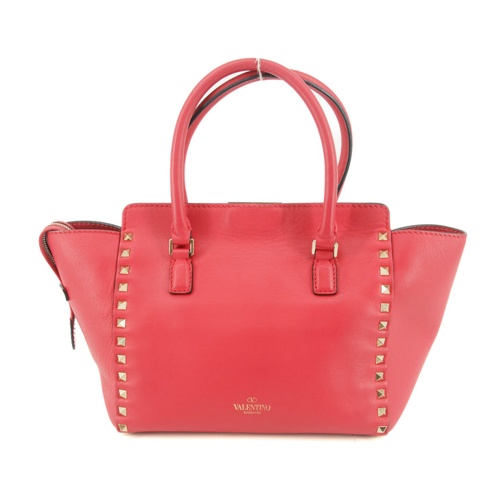 Valentino Rockstud Rose Red Leather Shoulder Bag #8506