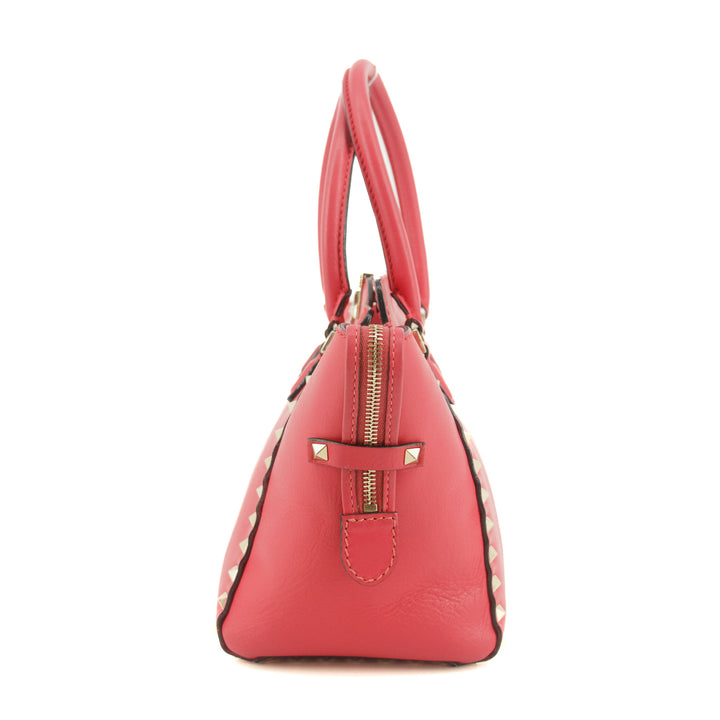 Valentino Rockstud Rose Red Leather Shoulder Bag #8506