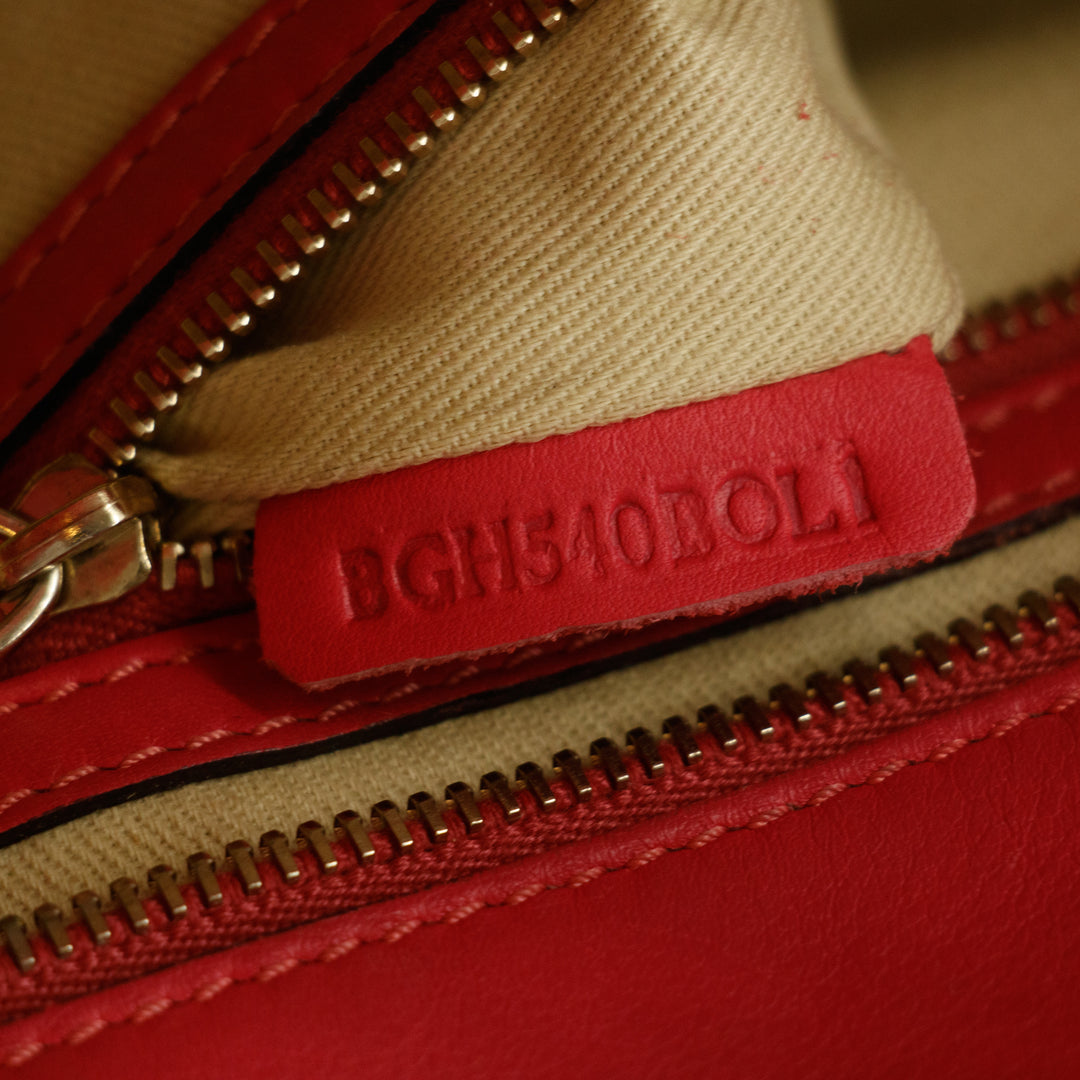 Valentino Rockstud Rose Red Leather Shoulder Bag #8506