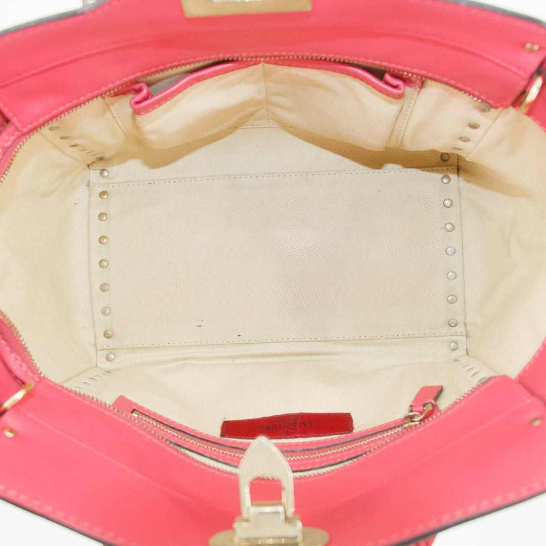 Valentino Rockstud Rose Red Leather Shoulder Bag #8506