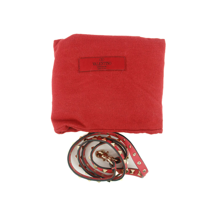 Valentino Rockstud Rose Red Leather Shoulder Bag #8506