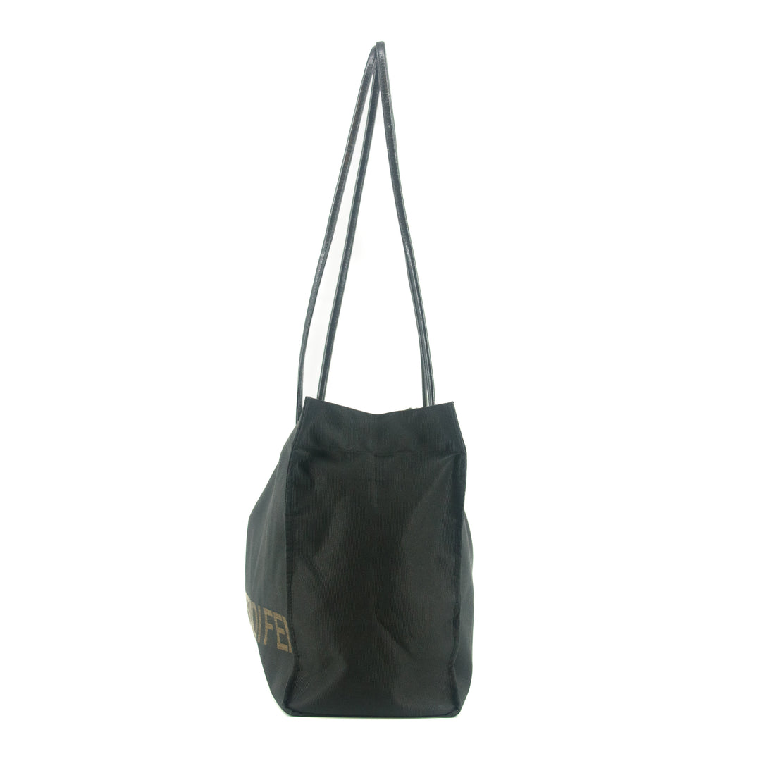 Fendi Shoulder Bag Zucchino Canvas Leather Black #9207