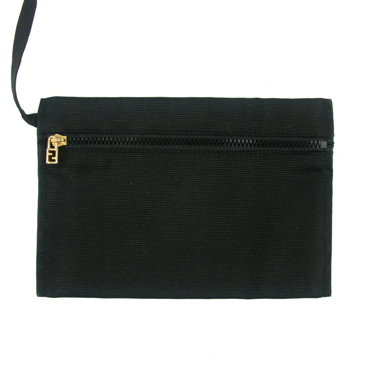 Fendi Shoulder Bag Zucchino Canvas Leather Black #9207