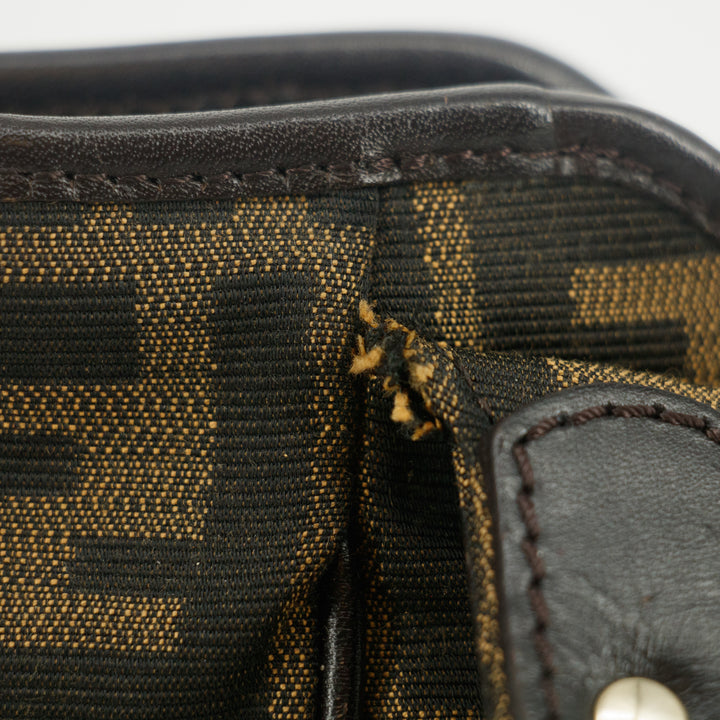 Fendi Shoulder Bag Zucca Canvas Leather Khaki Brown #9210