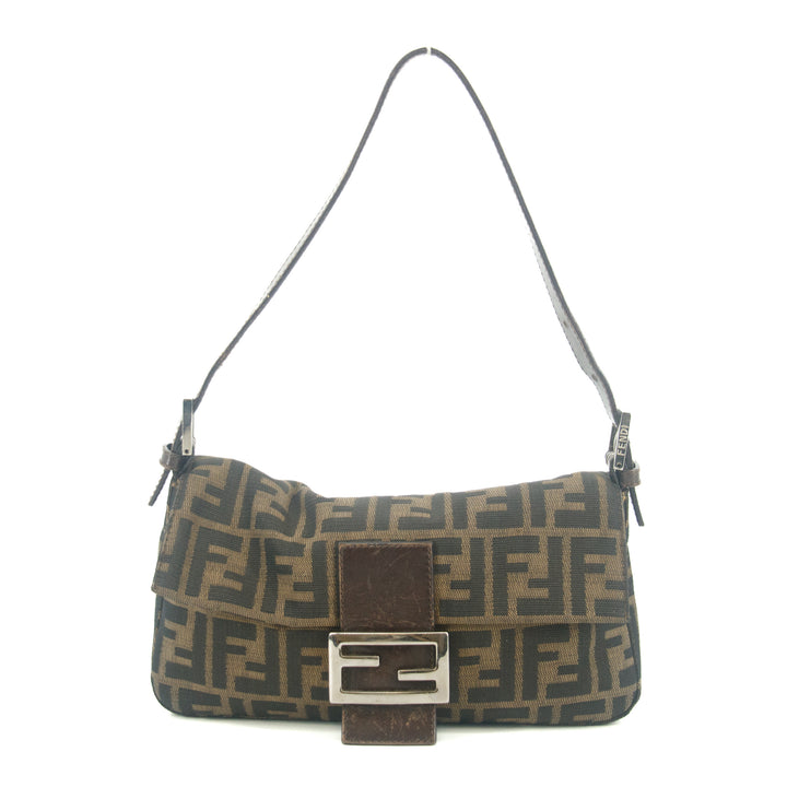 Fendi Brown Baguette Zucca Canvas Shoulder Bag #9217