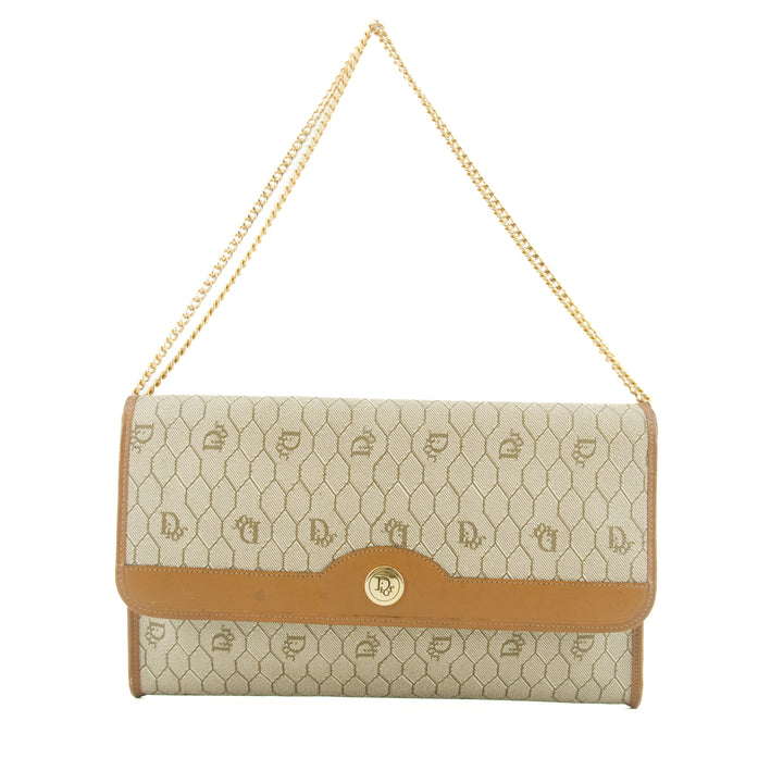 Christian Dior Honeycomb Chain Shoulder PVC Beige #9236