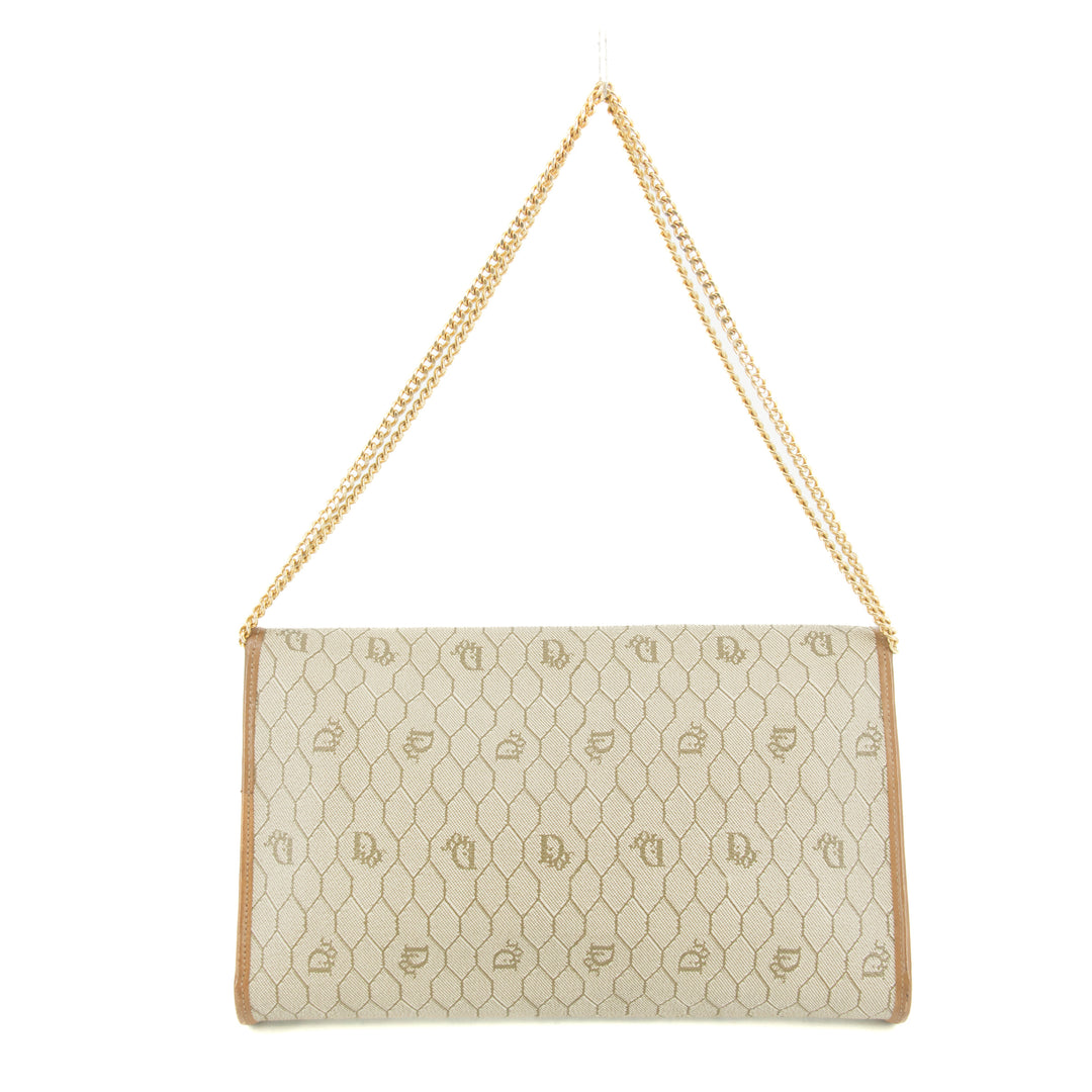 Christian Dior Honeycomb Chain Shoulder PVC Beige #9236