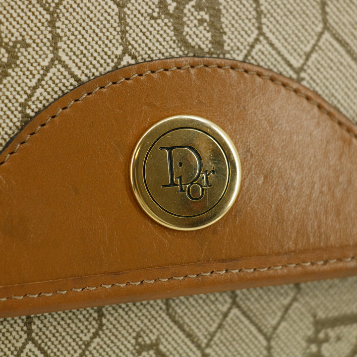Christian Dior Honeycomb Chain Shoulder PVC Beige #9236