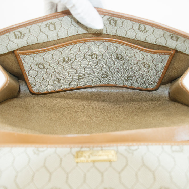 Christian Dior Honeycomb Chain Shoulder PVC Beige #9236