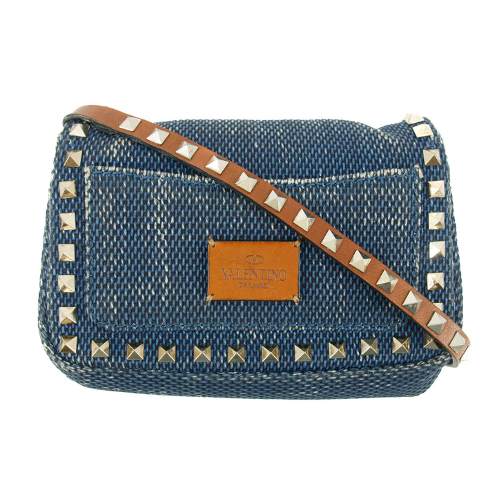 Valentino Garavani Rockstud Spike Denim Blue Shoulder Bag #9266