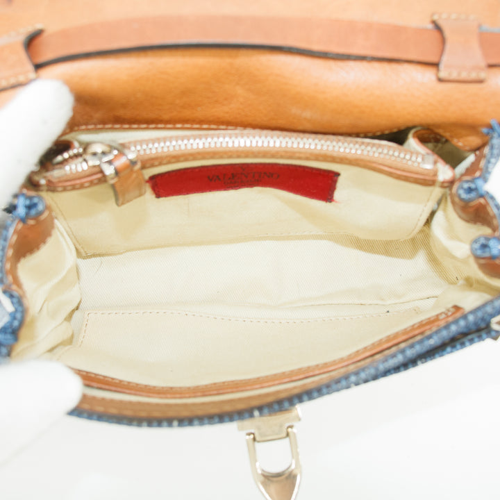 Valentino Garavani Rockstud Spike Denim Blue Shoulder Bag #9266