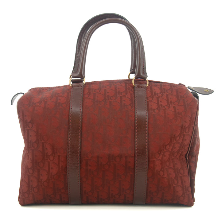 Christian Dior Trotter Oblique Canvas Boston Bag Red #9377