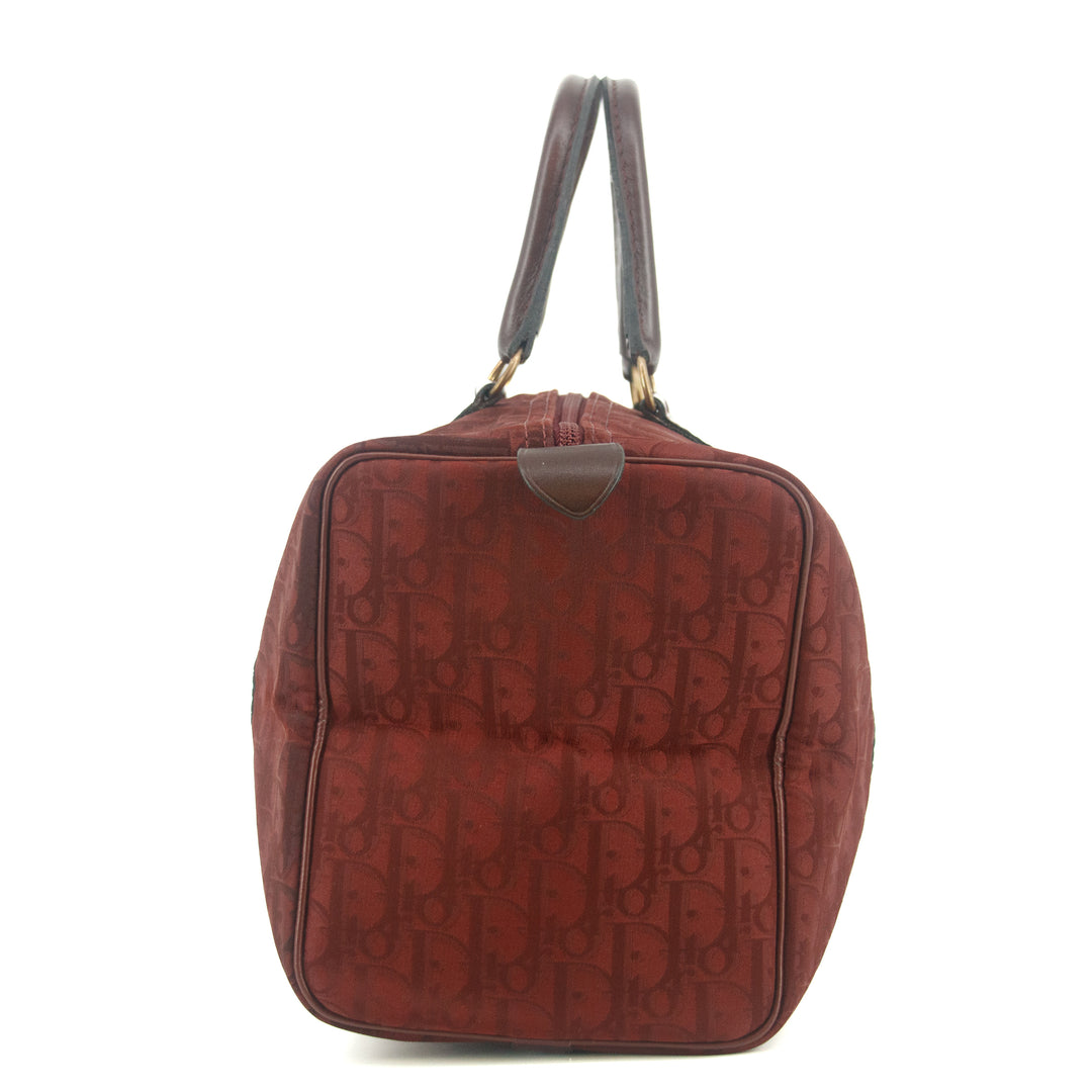 Christian Dior Trotter Oblique Canvas Boston Bag Red #9377