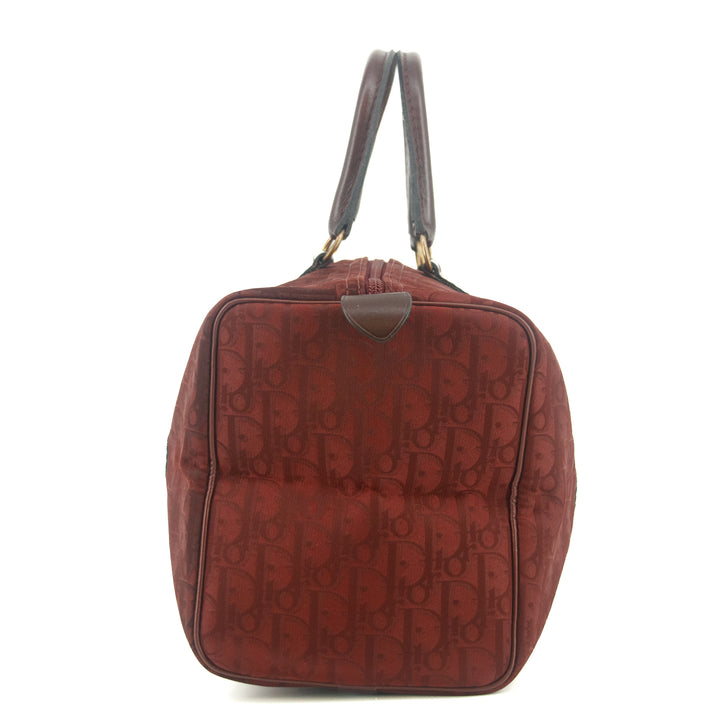 Christian Dior Trotter Oblique Canvas Boston Bag Red #9377