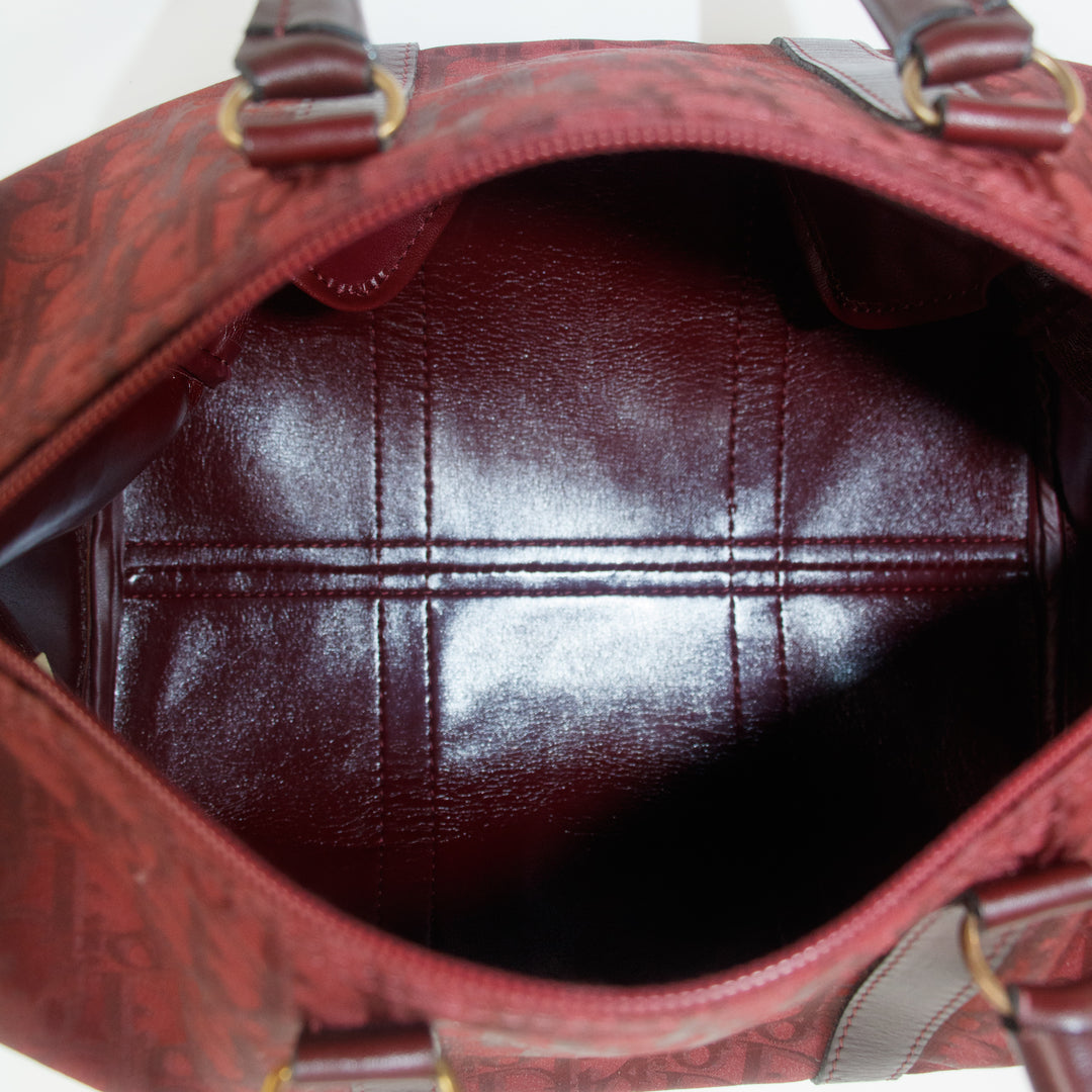 Christian Dior Trotter Oblique Canvas Boston Bag Red #9377