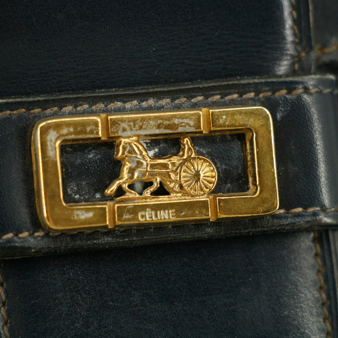 Celine Vintage Black Leather Shoulder Bag #9396