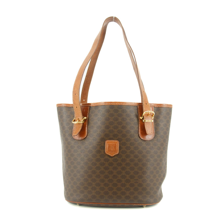 Celine Brown Macadam PVC x Leather Shoulder Bag #9412