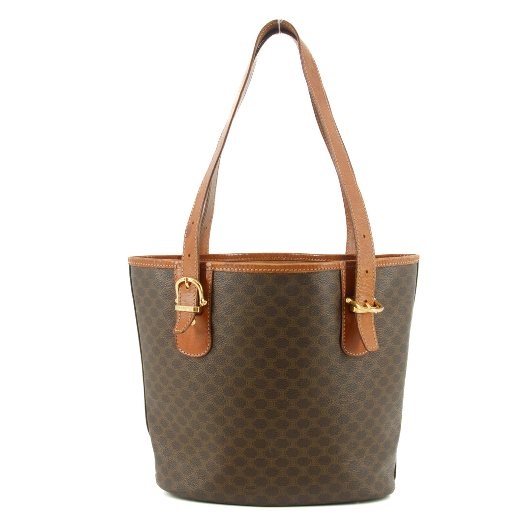 Celine Brown Macadam PVC x Leather Shoulder Bag #9412