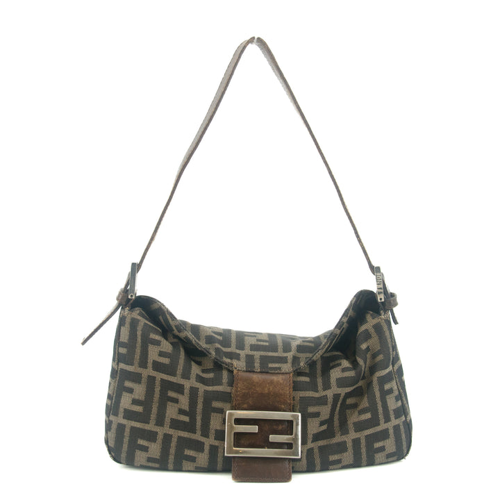 Fendi Zucca Mamma Bucket Baguette Leather Handbag Tote #9419