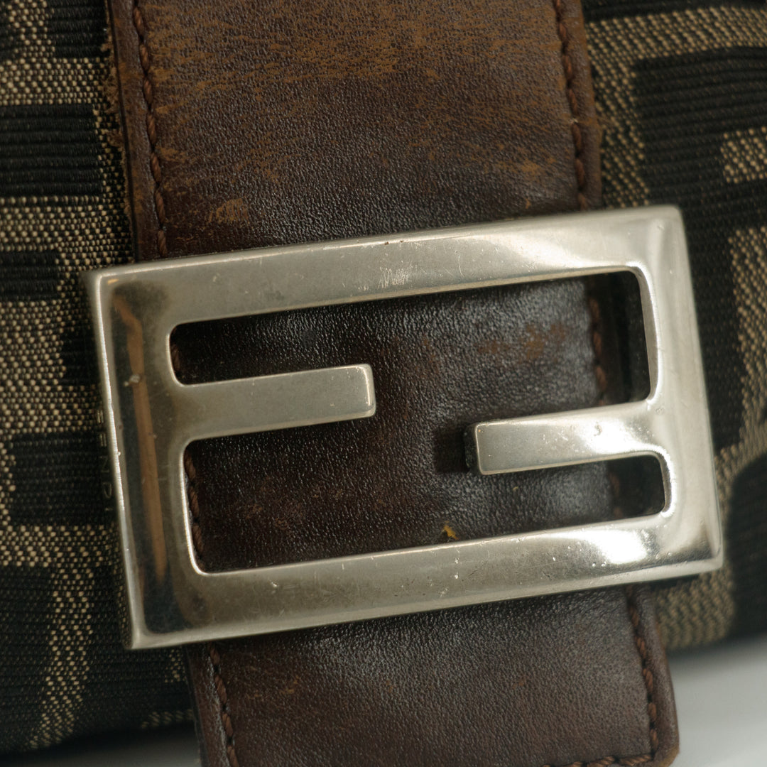 Fendi Zucca Mamma Bucket Baguette Leather Handbag Tote #9419
