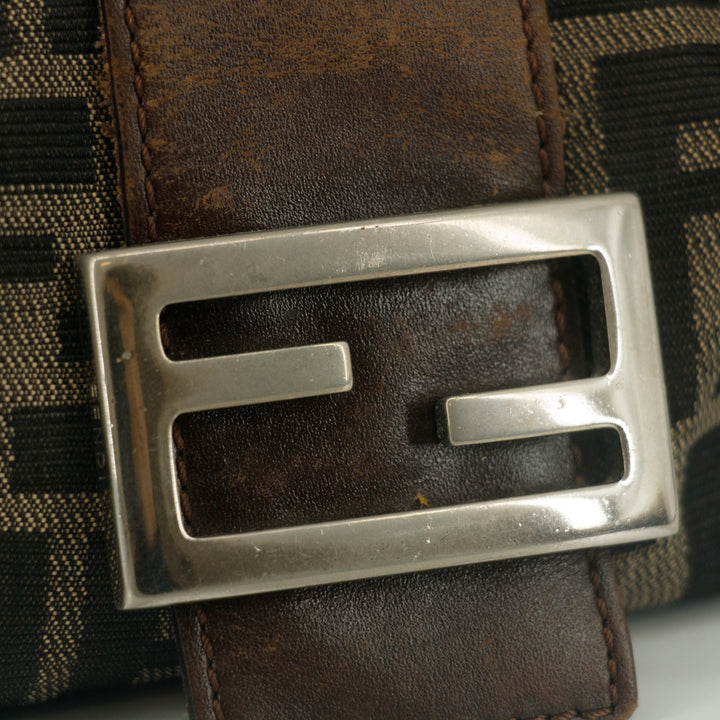 Fendi Zucca Mamma Bucket Baguette Leather Handbag Tote #9419