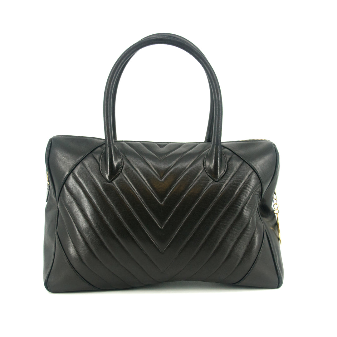 Chanel Black Lambskin V Stiched Shoulder Bag #9426