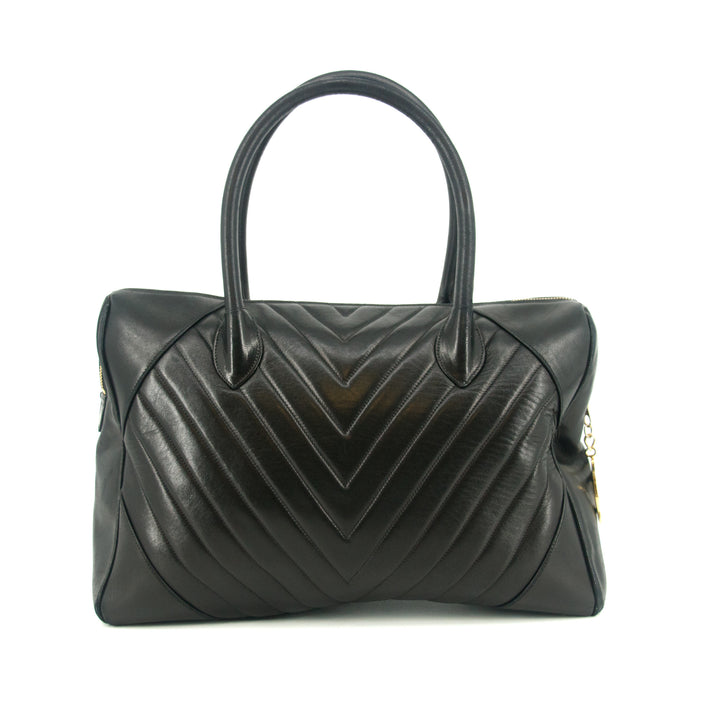 Chanel Black Lambskin V Stiched Shoulder Bag #9426