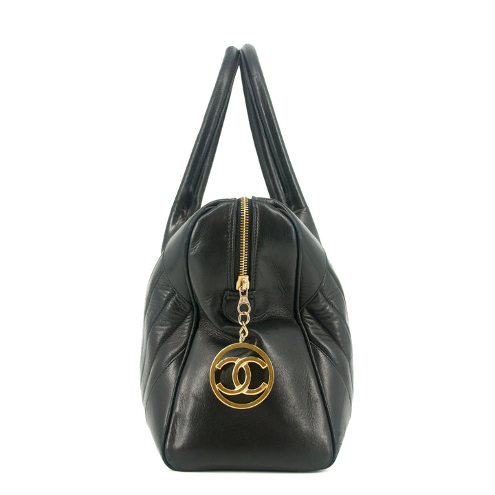 Chanel Black Lambskin V Stiched Shoulder Bag #9426