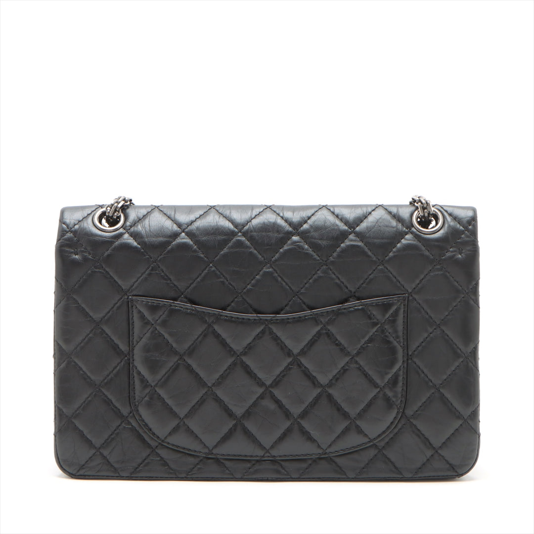 Chanel Matelasse 2.55 Large Leather Double Flap Double Chain Bag Black Gunmetal Fittings 16886927 A37587 #2429