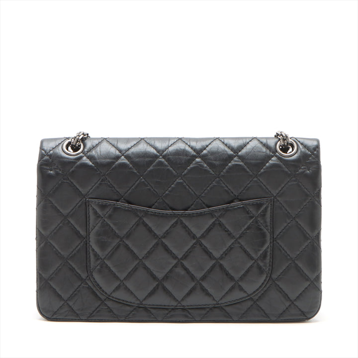 Chanel Matelasse 2.55 Large Leather Double Flap Double Chain Bag Black Gunmetal Fittings 16886927 A37587 #2429