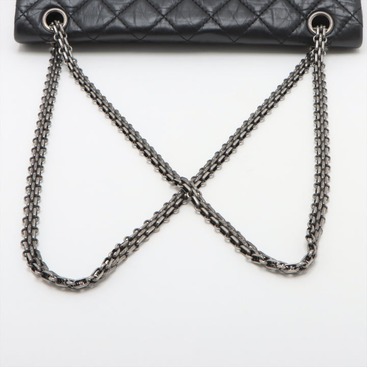 Chanel Matelasse 2.55 Large Leather Double Flap Double Chain Bag Black Gunmetal Fittings 16886927 A37587 #2429