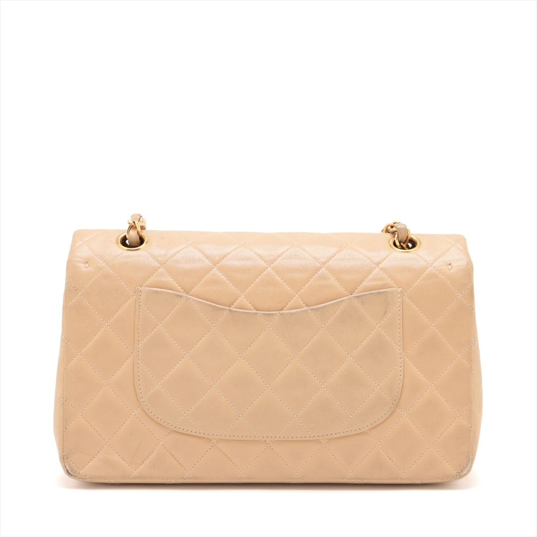 Chanel Matelasse 25 Lambskin Double Flap Double Chain Bag Beige Gold Metal Fittings 4163336 A01112  #2427