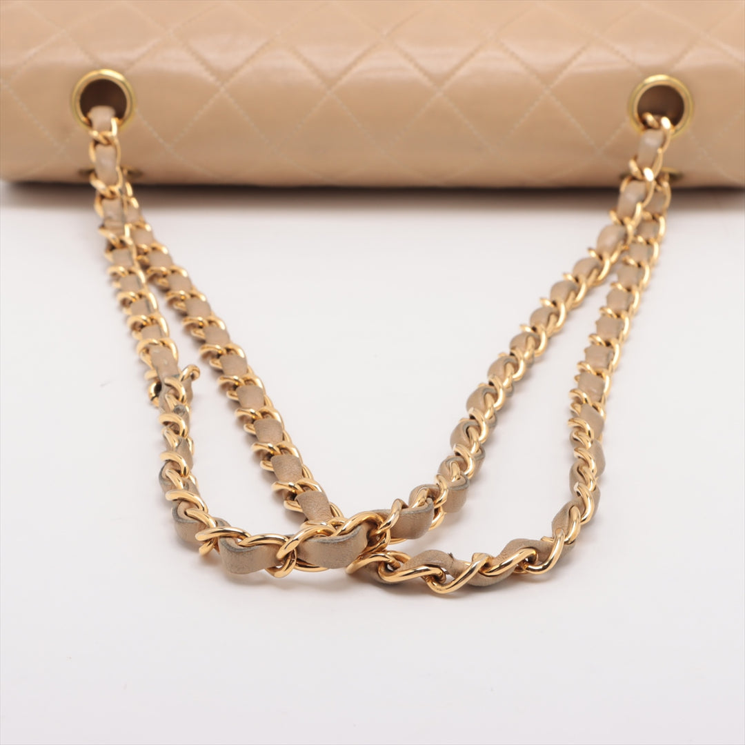 Chanel Matelasse 25 Lambskin Double Flap Double Chain Bag Beige Gold Metal Fittings 4163336 A01112  #2427