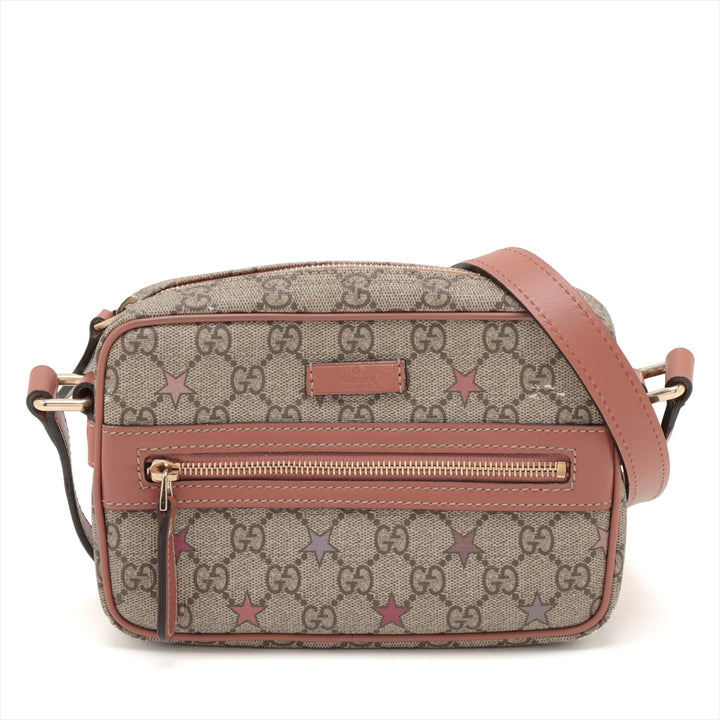 Gucci GG Supreme Stars Small Shoulder bag Beige x Pink #2500