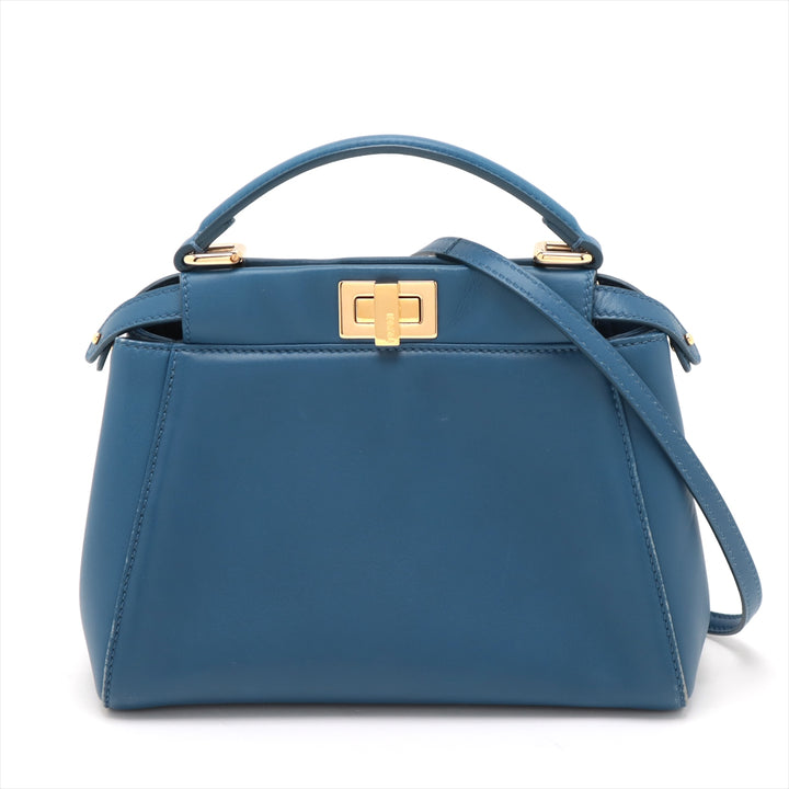 Fendi Mini Peek-a-boo Leather 2 Way Handbag Blue 8BN244 -#2501