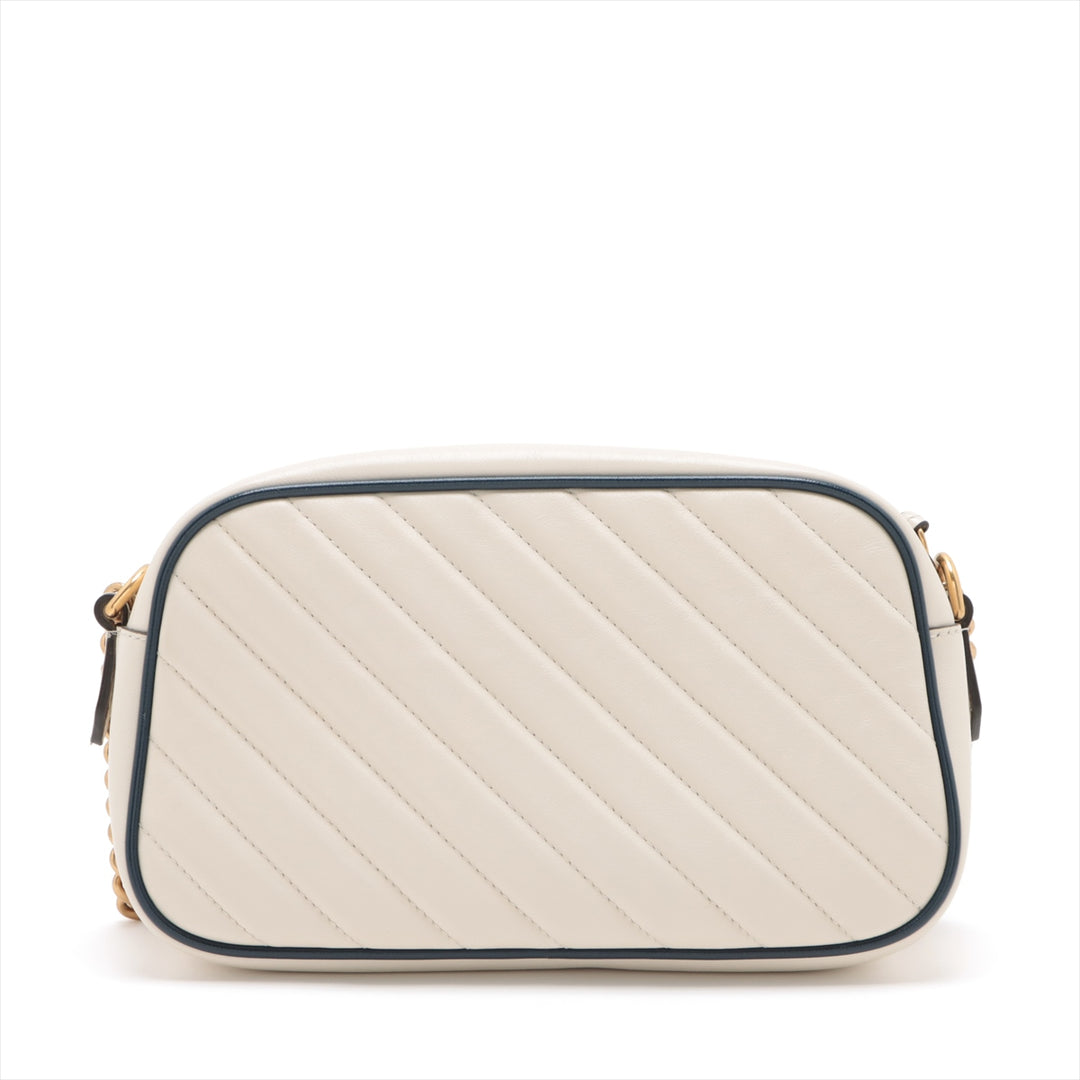 Gucci GG Marmont Small Diagonal Leather Chain Crossbody Bag White #2508